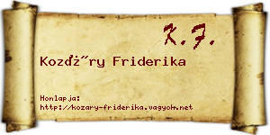 Kozáry Friderika névjegykártya